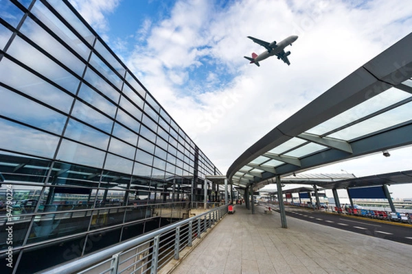 Fototapeta the scene of airport building in shanghai china