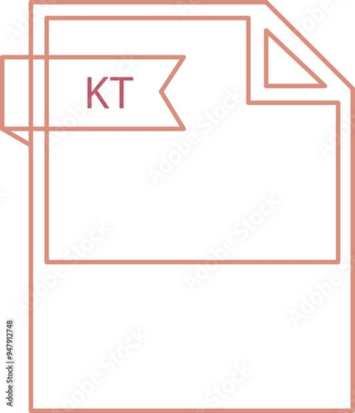 Fototapeta KT File format icon black outline and light color text