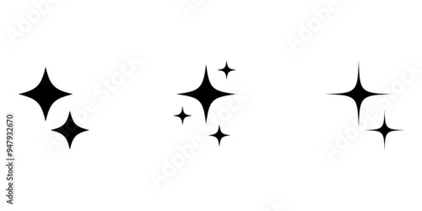 Fototapeta Retro futuristic sparkle icons collection set. Set of star shapes. Abstract cool shine effect sign vector design. Templates for design, posters, projects, banners, logo, and business cards