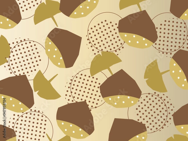 Obraz 栗とイチョウの葉のお洒落な背景デザイン