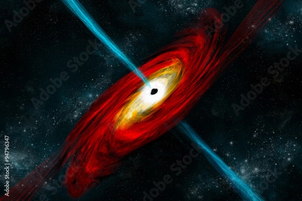 Fototapeta A black hole in deep space pulls in matter