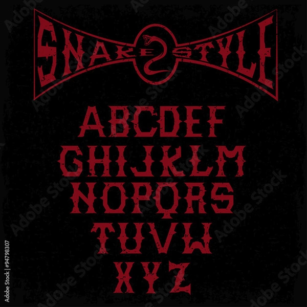 Fototapeta snake style gothic grunge alphabet