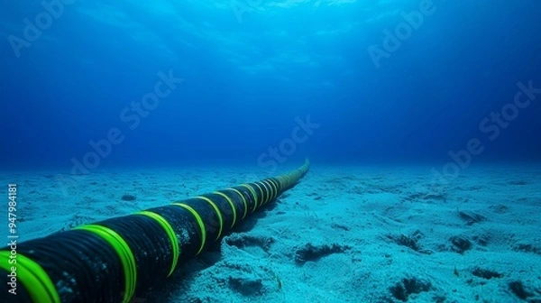 Obraz A black cable is currently floating in the ocean water