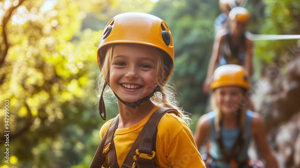 Obraz Excited Child Ready for Adventure in Nature