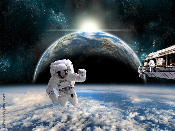 Obraz Zespół astronautów pracuje na stacji kosmicznej - elementy tego zdjęcia dostarczone przez NASA.