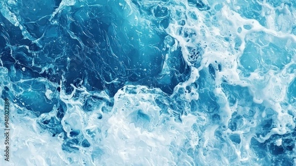 Fototapeta Abstract ocean waves with frothy white foam in motion Generative AI