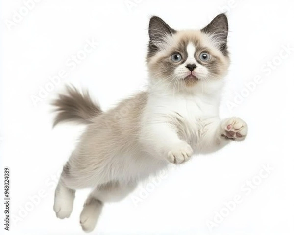 Obraz Cat kitten in motion pose transparent background
