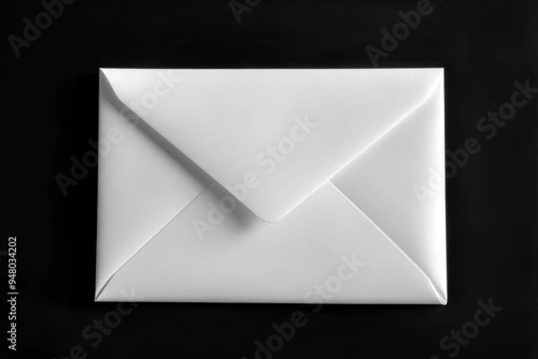 Fototapeta White envelope on black background showcasing contrast simplicity