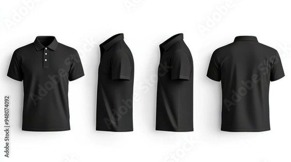 Obraz Black Polo Shirt Mockup with Multiple Views
