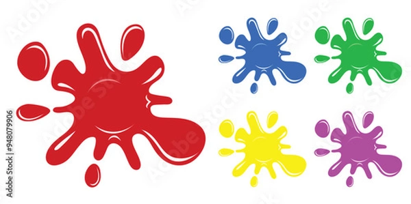 Fototapeta Colorful paint Splash design for logo, icon, product design, and advertising. Colorful splatter isolated on a white background. Vector illustration.