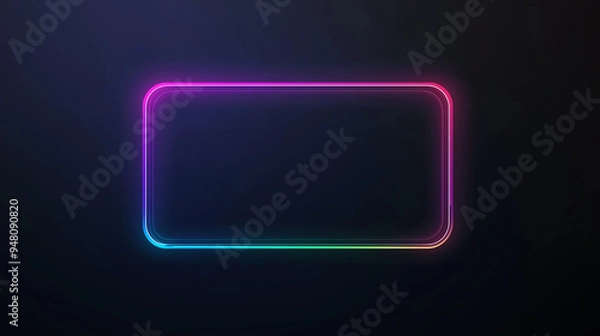Fototapeta Neon gaming overlay with vibrant multicolor gradient frame on dark tech background for streaming, esports, or digital content creation