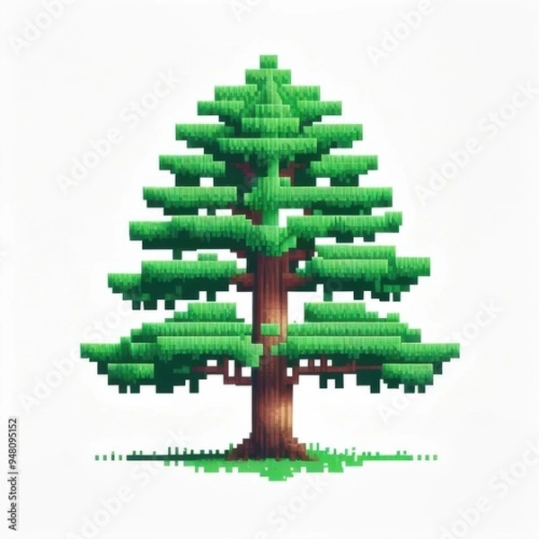 Obraz drawn pixel tree on white background
