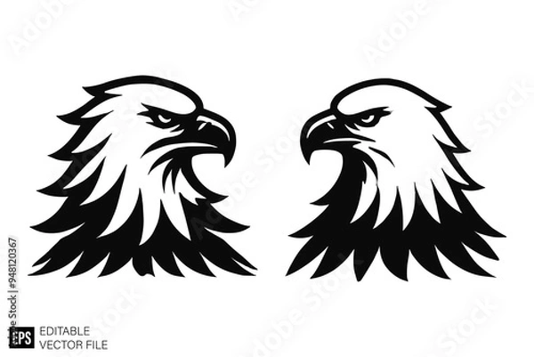 Fototapeta eagle set Isolated vector graphic illustration design in black and white silhouette for clip art templates
