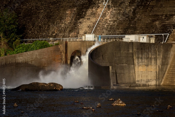 Obraz A large dam blocks water in Nakhon Na-yok, Thailand.