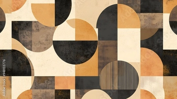 Fototapeta Abstract Geometric Patterns in Muted Earth Tones,Offering a Modern and Structured Design