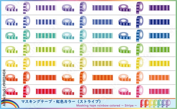 Fototapeta マスキングテープ・虹色カラー（ストライプ）