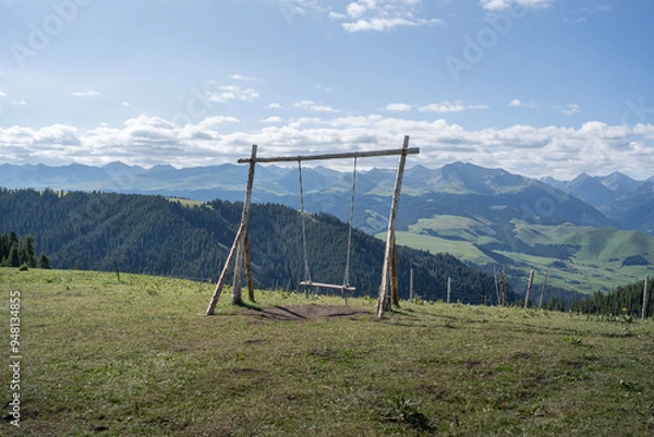 Fototapeta Swing on Karajun Grassland in Xinjiang during Summer