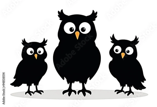 Fototapeta Vector Owl Silhouettes | Isolated on Transparent Background