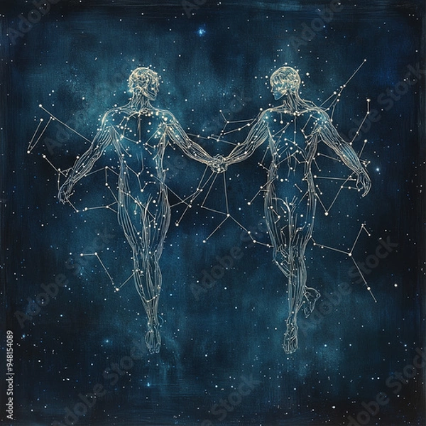 Obraz zodiac sign gemini made from constellation. astrology and zodiac