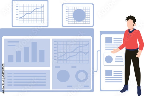 Fototapeta Guy is working on website programs.