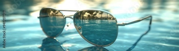 Fototapeta Sunglasses Reflecting a Stark Contrast of Light and Shadow, Creating a Modern Mystery A Captivating Visual Representation of Light and Darkness, with a Unique Blend of Abstraction and Reality