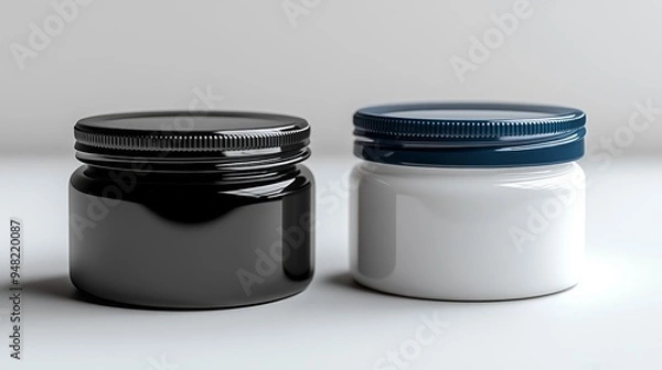 Obraz White and Black Supplement Bottle Mockup Set on White Background