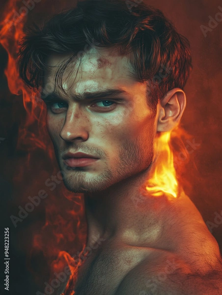 Fototapeta man on fire - generative ai