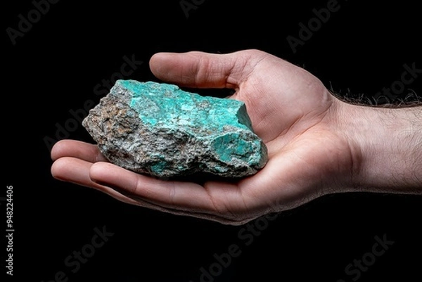 Fototapeta Ore of copper (Cu) oxide. Mining. Black background.