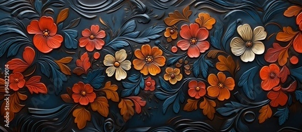 Obraz Background of leather with embossed floral patterns