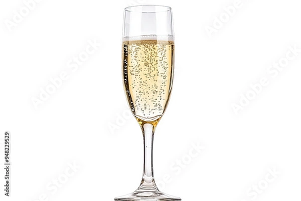 Obraz A sparkling champagne glass filled with bubbly drink, perfect for celebrations and festive occasions.
