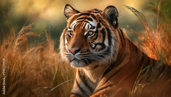 Obraz tigre couché dans la savane