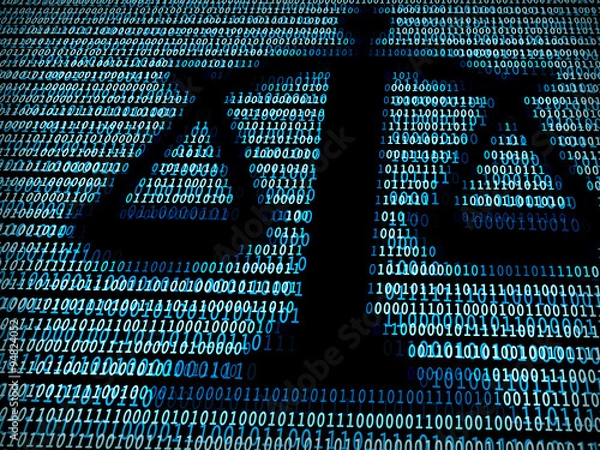 Fototapeta Balance in digital background / A concept of technology law or technology lawsuit