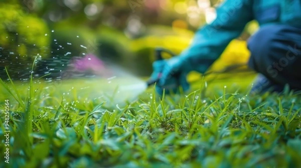 Fototapeta Watering the lawn