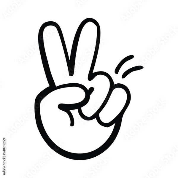 Obraz Peace hand sign doodle vector icon