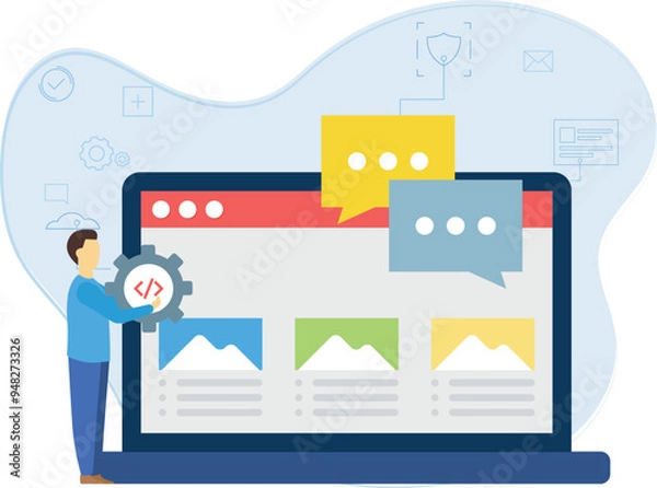 Obraz The boy is working on coding management.