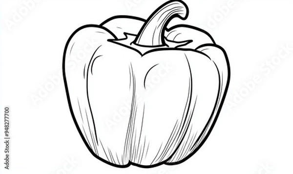 Fototapeta A simple line drawing of a bell pepper, perfect for coloring books or illustrations.