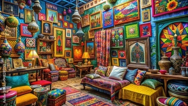 Obraz Vibrant colors and eclectic patterns come together in a stunning array of artistic expressions, showcasing a variety of diverse art trends and creative styles.