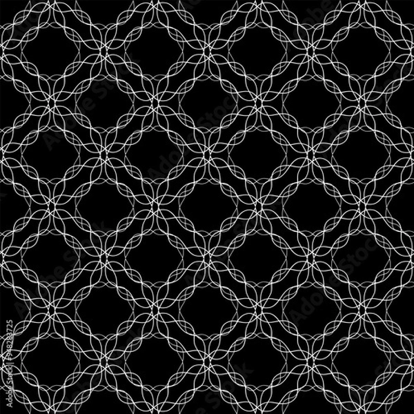 Obraz Abstract white grid on black seamless pattern