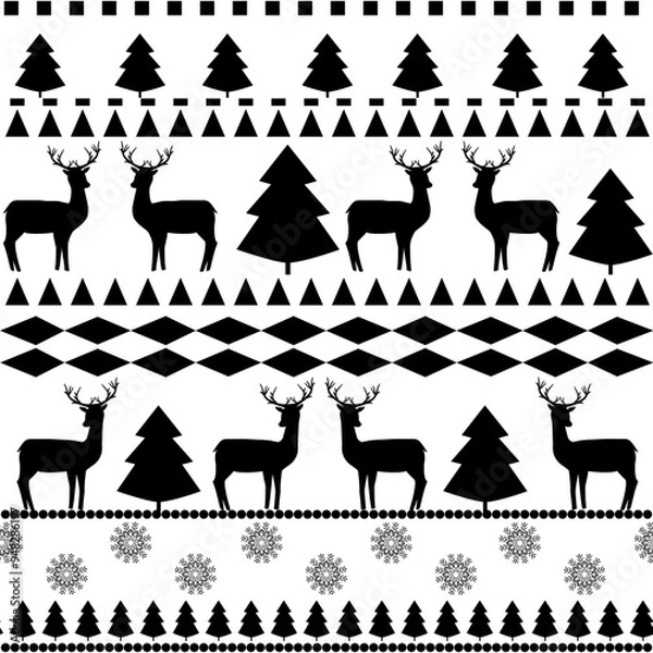 Fototapeta Deer and tree pattern for northern apparel