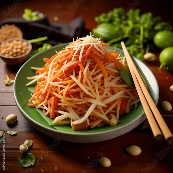 Obraz stir fried noodles with vegetables