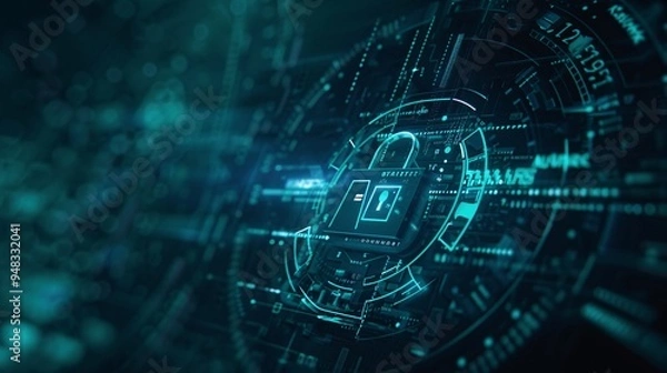 Fototapeta Cyber Security  Digital Lock  Data Protection  Digital Security  Network Security
