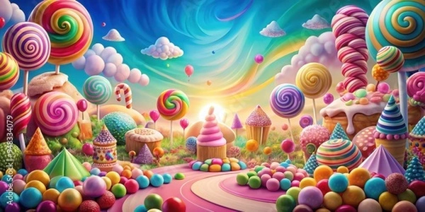 Obraz Colorful and whimsical candyland background perfect for showcasing sweets and treats, candy, colorful, sweets