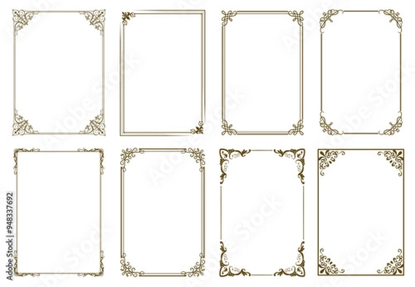 Fototapeta Decorative vintage frames and borders, set antique frame, vector border design.eps