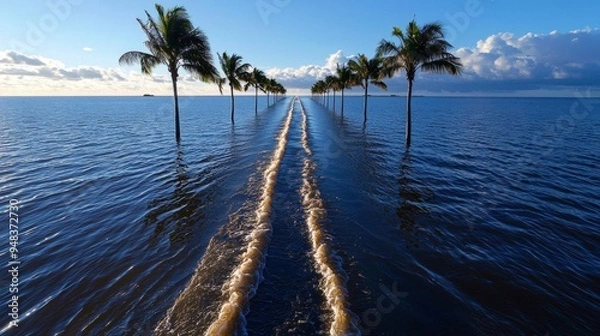 Obraz Rising sea levels are threatening coastal communities and infrastructure