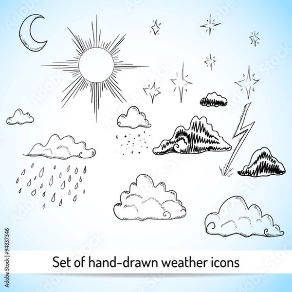 Obraz set of hand-drawn weather icons