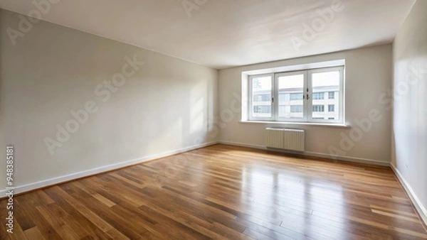 Fototapeta Empty and simple apartment room with bare walls and no furniture