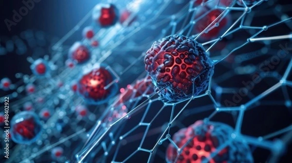 Obraz Artistic depiction of a nanotechnology-based cancer screening tool, Cancer, Screening and innovation