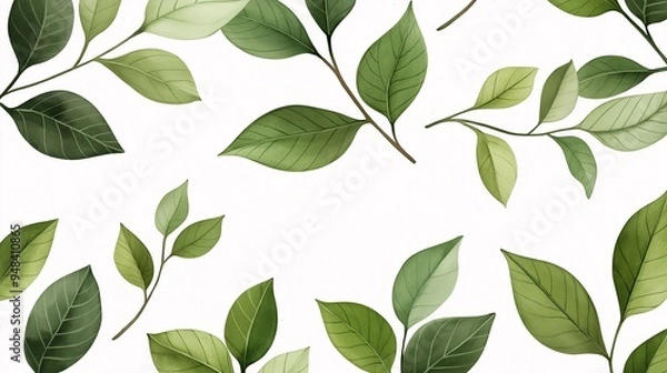 Obraz Green Leaf Pattern Background with Lush Foliage