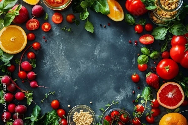 Fototapeta Appetizing Food Background with Culinary Delights