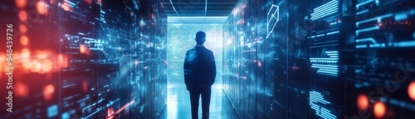 Fototapeta Technology background highlighting data science and digital analytics with a modern design.